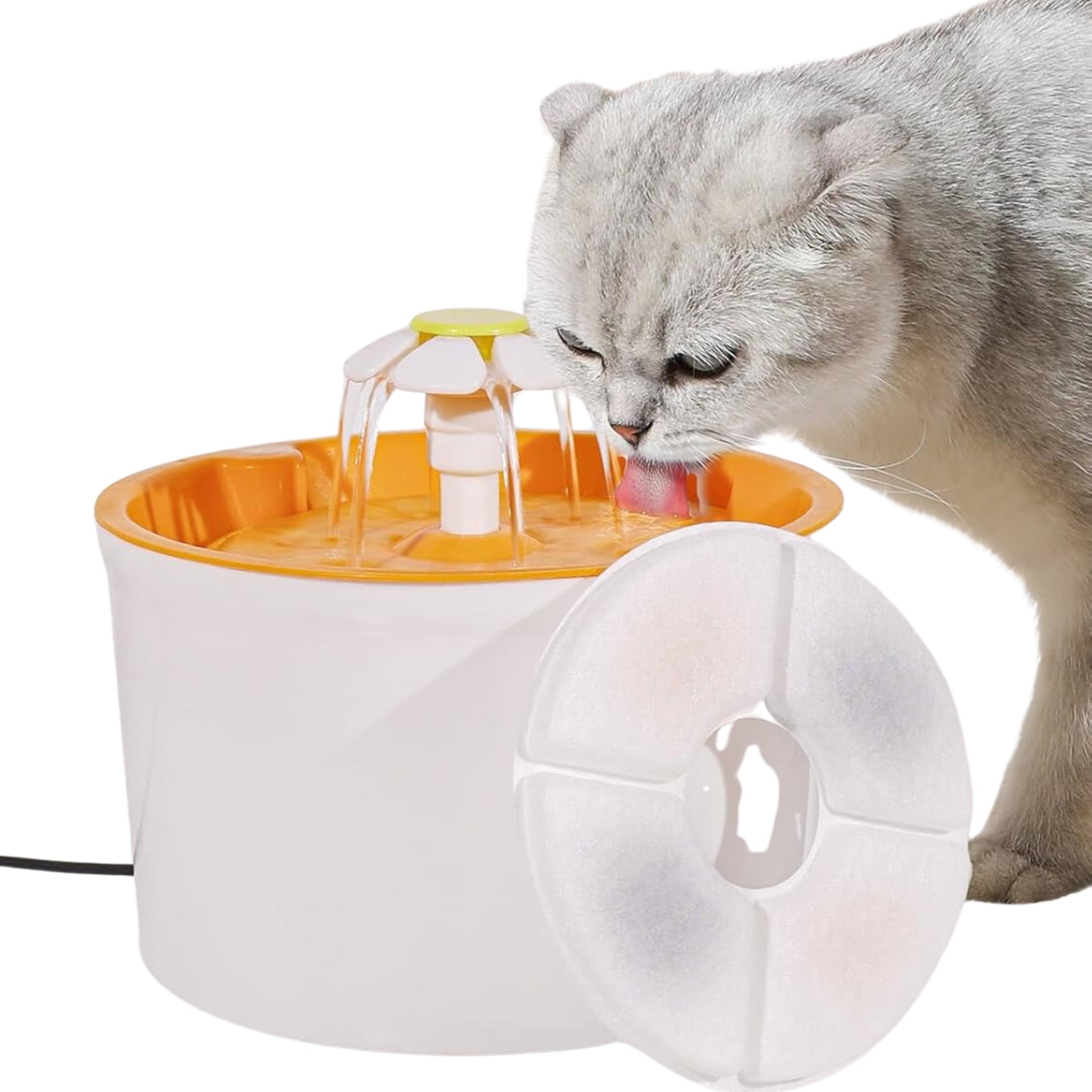 Fuente de Agua Redonda para Gatos con Flor y Filtro de Carbón - COSMOS