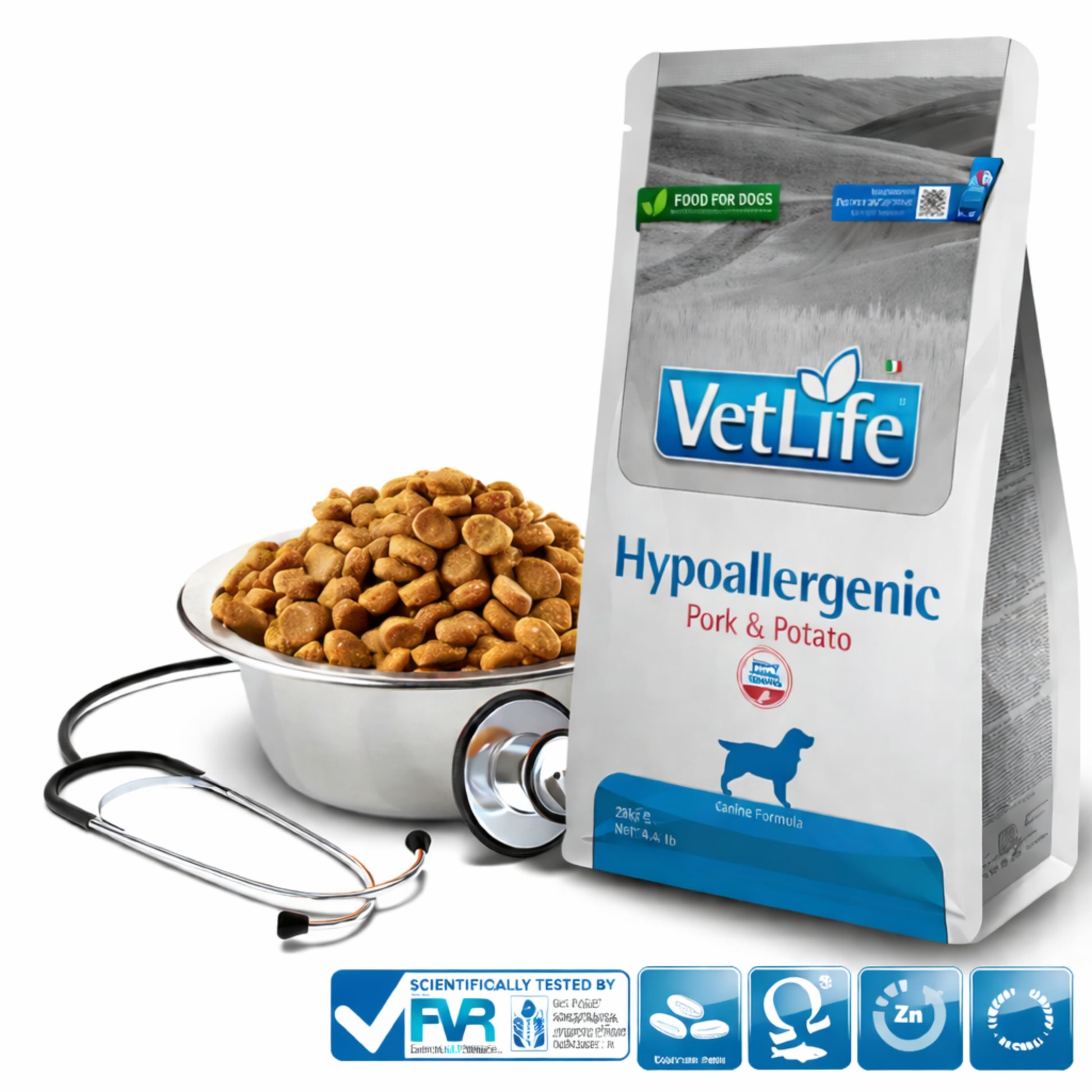FARMINA Vet Life Hypoallergenic Pork & Potato Perro – Dieta veterinaria para alergias e intolerancias alimentarias - Cosmos