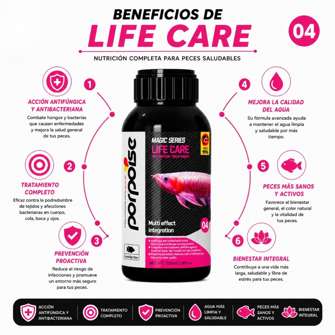 Porpoise Magic Series Life Care 100 ml – Tratamiento Multiefecto para Peces Ornamentales - Cosmos