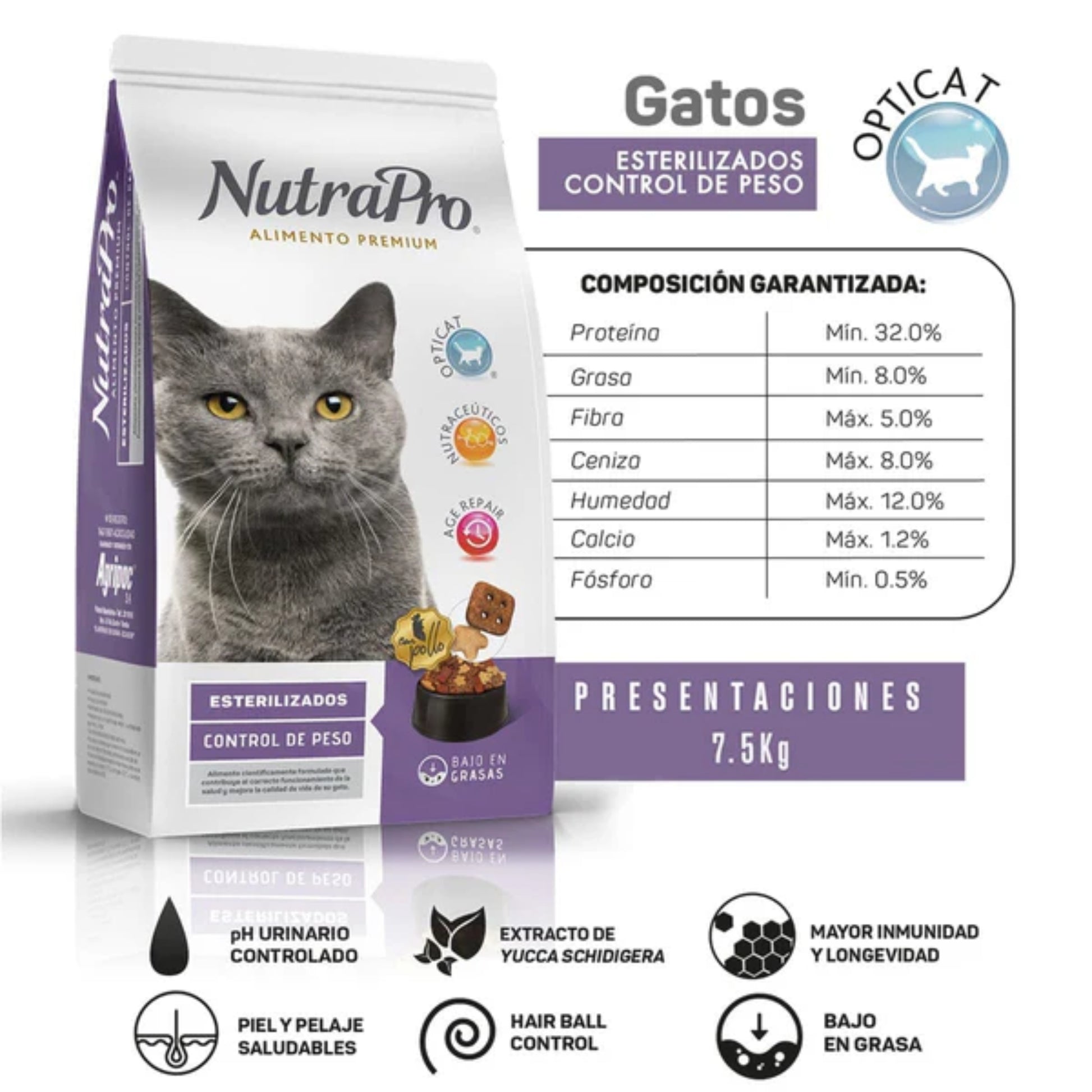 NutraPro Gatos Esterilizados & Control de Peso 7.5kg - Cosmos
