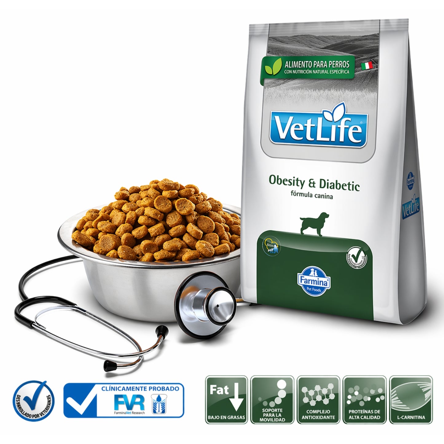 FARMINA Vet Life Obesity & Diabetic Canine – Dieta veterinaria para control de peso y diabetes en perros - Cosmos