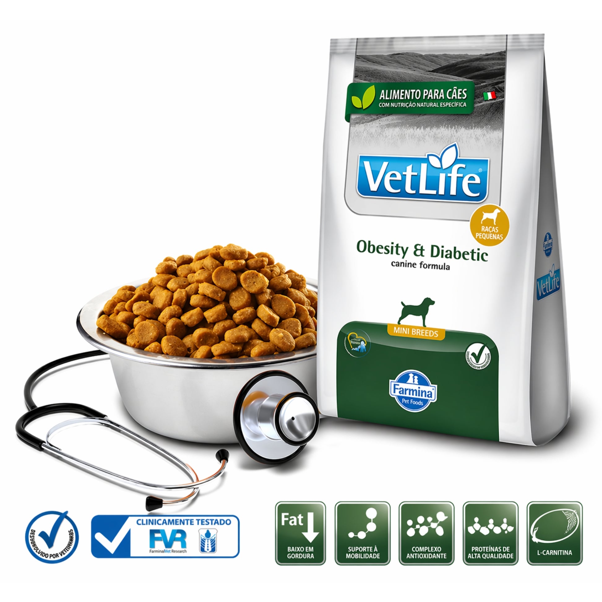 FARMINA Vet Life Obesity & Diabetic Mini Canine – Dieta veterinaria para control de peso y diabetes en perros de razas pequeñas - Cosmos