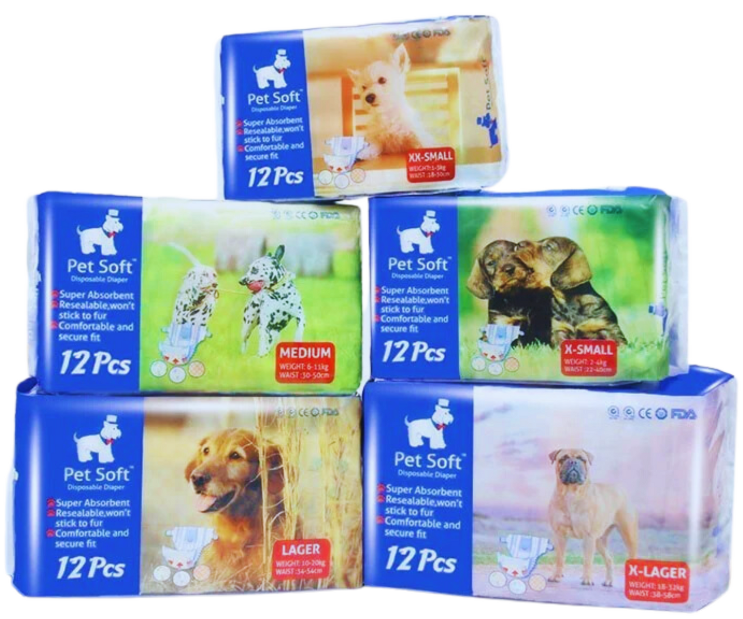 Pañales Desechables Pet Soft – Pack de 12 Unidades