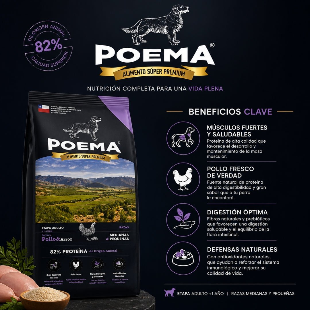 Poema Adulto Pollo libre pastoreo & Salmón Hidrolizado Premium. - Cosmos