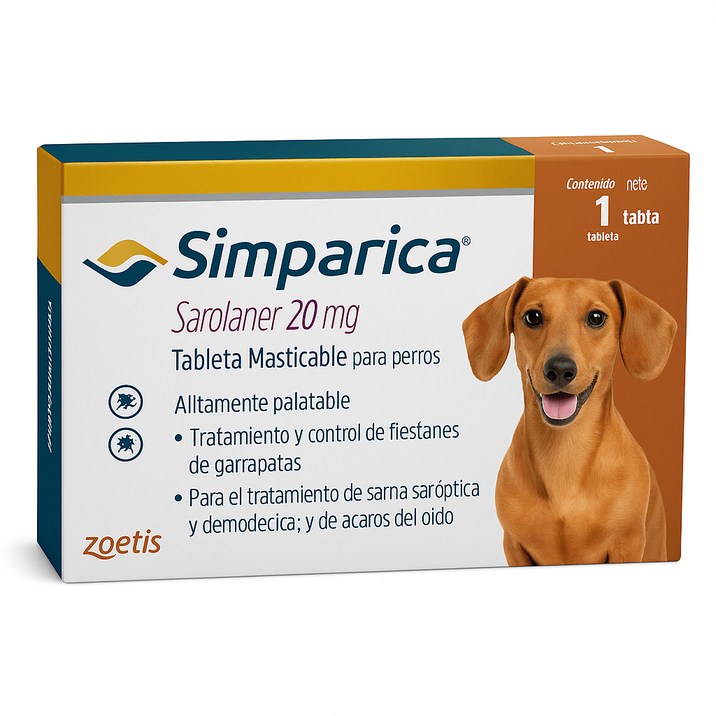 Simparica tableta antipulgas, garrapatas, piojos y ácaros ( 1 unidad) - COSMOS