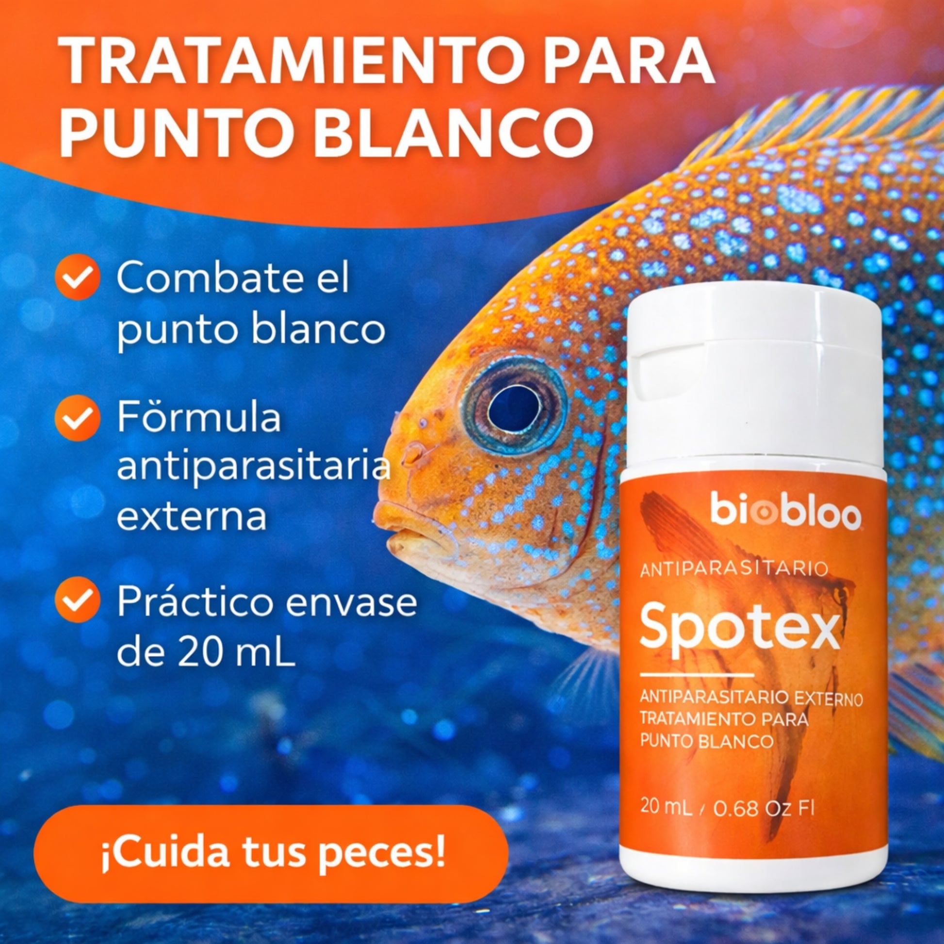 Biobloo Spotex 20 mL – Antiparasitario Externo para Puntos Blancos - Cosmos