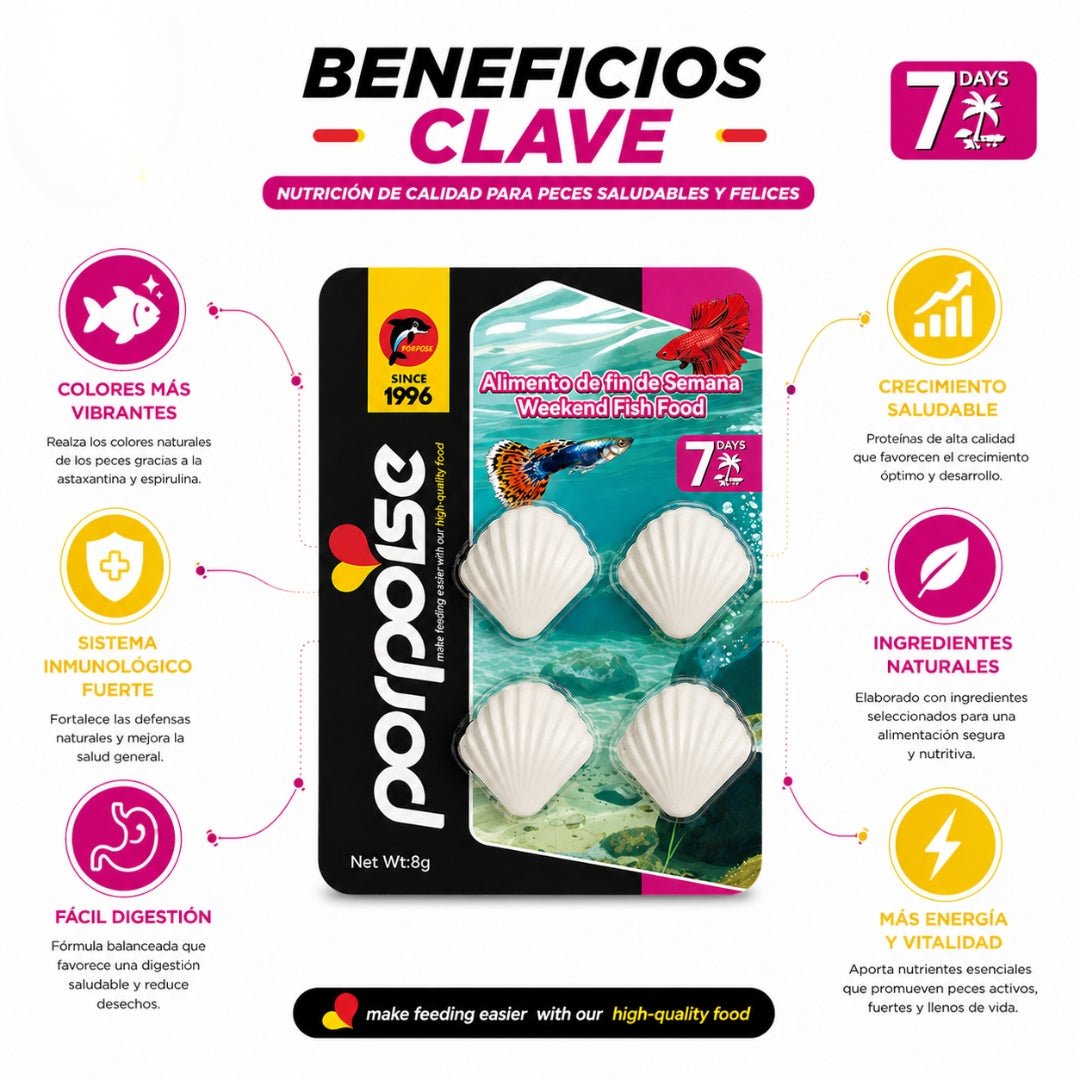 Porpoise Weekend Fish Food 8 g – Alimento Vacacional para Peces (7 días) - Cosmos
