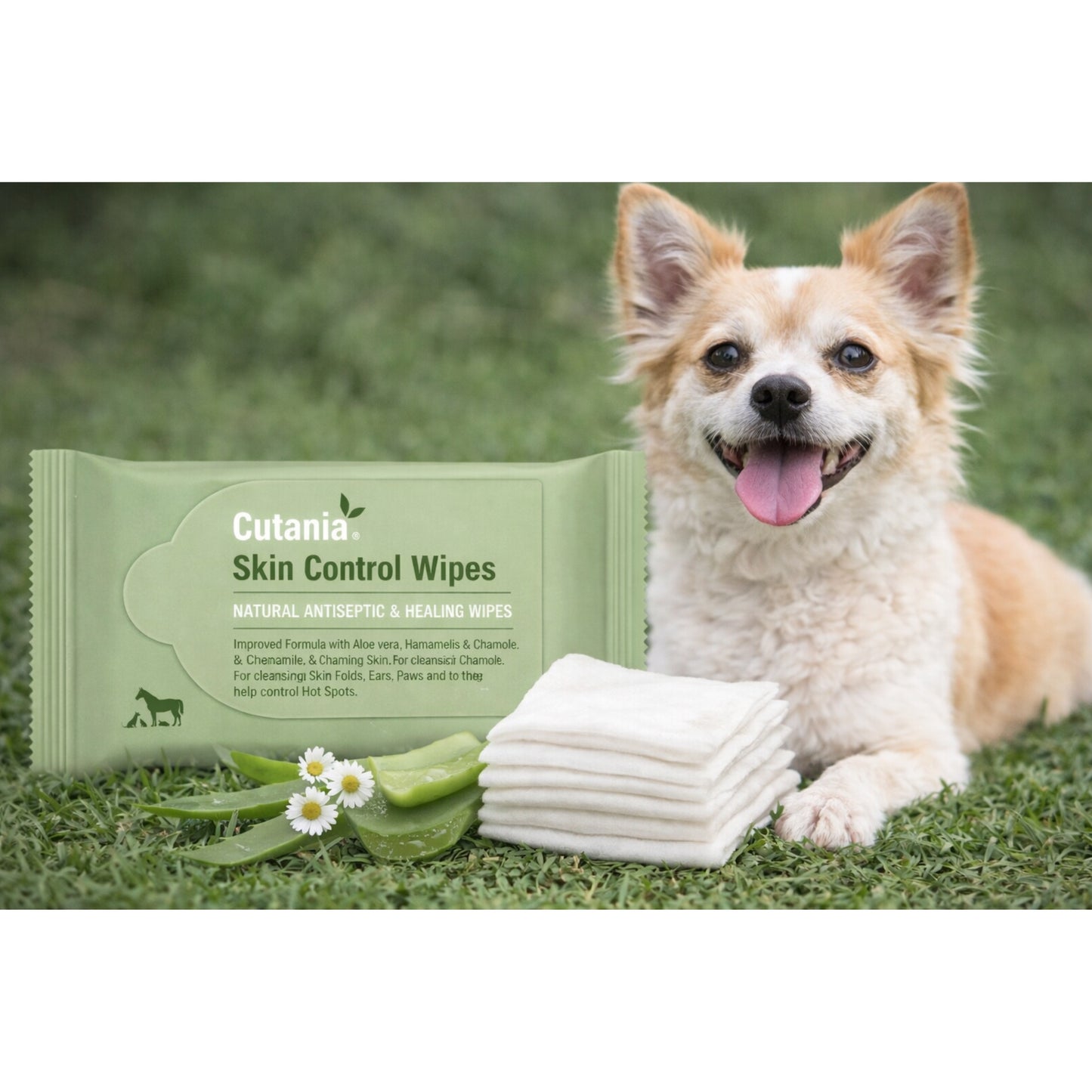 Vetnova Cutania Skin Control Wipes – Toallitas Antisépticas para Perros y Gatos (24 unidades) - Cosmos
